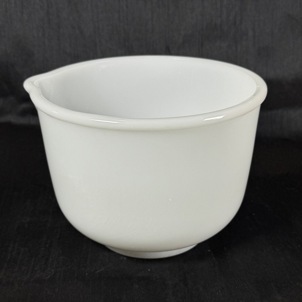 Vintage Glasbake Sunbeam Mixing Bowl White Milk Glass w Pour Spout Made in USA